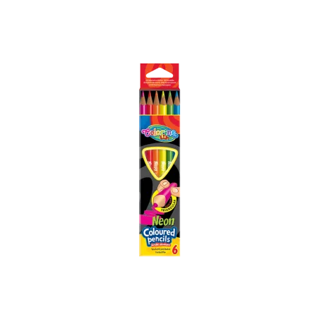 KREDKI OŁÓWKOWE TRÓJKĄTNE NEONOWE COLORINO KIDS 6 KOLORÓW