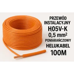 KABEL PRZEWÓD INSTALACYJNY H05V-K 0,5 POMARAŃCZOWY 100M HELUKABEL 29094