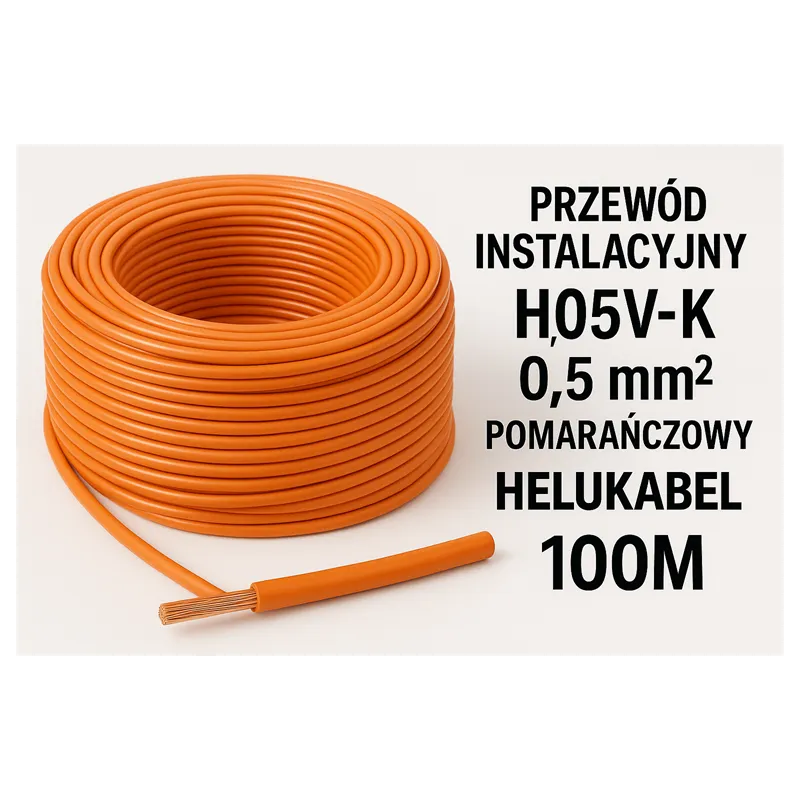 KABEL PRZEWÓD INSTALACYJNY H05V-K 0,5 POMARAŃCZOWY 100M HELUKABEL 29094