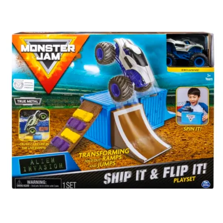 MONSTER JAM SHIP IT & FLIP IT ZESTAW WYCHYNOWY RAMPA POJAZD 1:64 II GATUNEK