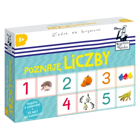 KAPITAN NAUKA POZNAJĘ LICZBY 35 KART OBRAZKOWYCH I KSIĄŻKA 3+
