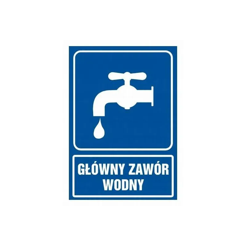 NAKLEJKA GŁÓWNY ZAWÓR WODNY FOLIA 14,8X21 CM