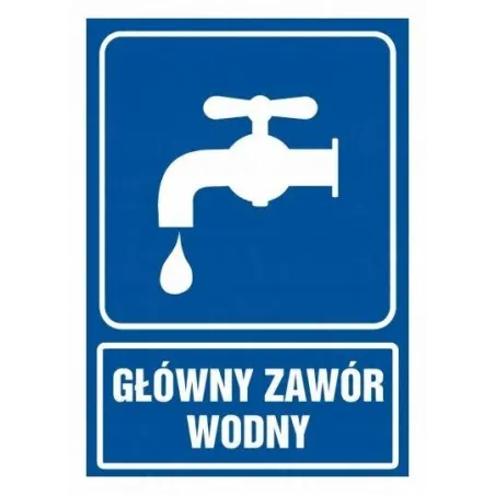 NAKLEJKA GŁÓWNY ZAWÓR WODNY FOLIA 14,8X21 CM