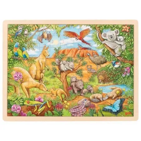 DREWNIANE PUZZLE 96 ELEMENTÓW ZWIERZĘTA AUSTRALII GOKI 3+