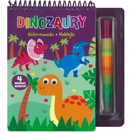 DINOZAURY. KOLOROWANKI, NAKLEJKI