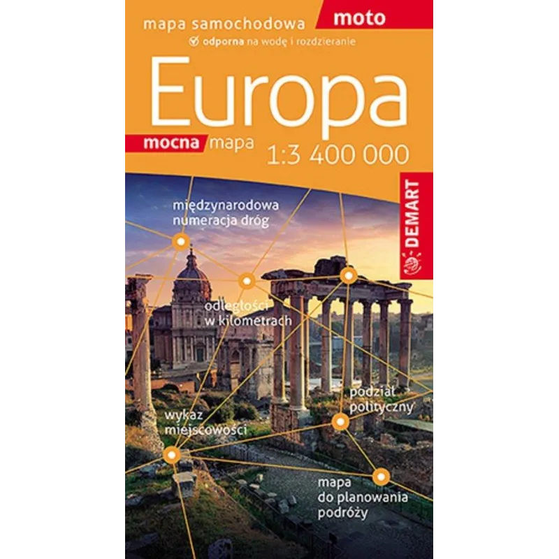 EUROPA MAPA SAMOCHODOWA 1:3400 000