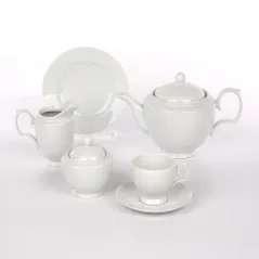 SERWIS KAWOWY PORCELANA POLSKA 12 OSÓB MARIAPAULA BIAŁA II GATUNEK - Altom