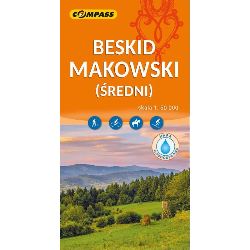 BESKID MAKOWSKI ŚREDNI MAPA LAMINOWANA 1:50 000