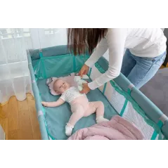 ŁÓŻECZKO TURYSTYCZNE CARETERO BASIC PLUS NIEBIESKIE DO 15 KG 1M+