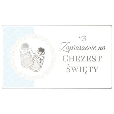 ZAPROSZENIA NA CHRZEST DLA CHŁOPCA BŁĘKITNE 10 SZT Z KOPERTĄ