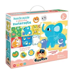 ZWIERZĘTA. DUUUŻE PUZZLE Z DZIURKĄ 34 ELEMENTY CZUCZU 2+