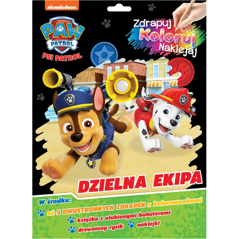 Dzielna ekipa. Psi Patrol. Zdrapuj koloruj naklejaj