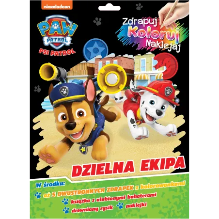 Dzielna ekipa. Psi Patrol. Zdrapuj koloruj naklejaj