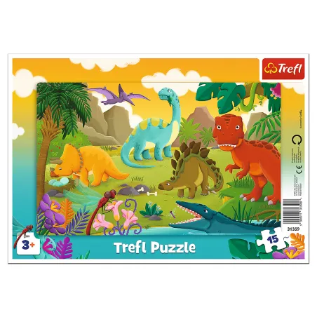 PUZZLE RAMKOWE DINOZAURY 15 ELEMENTÓW TREFL 3+
