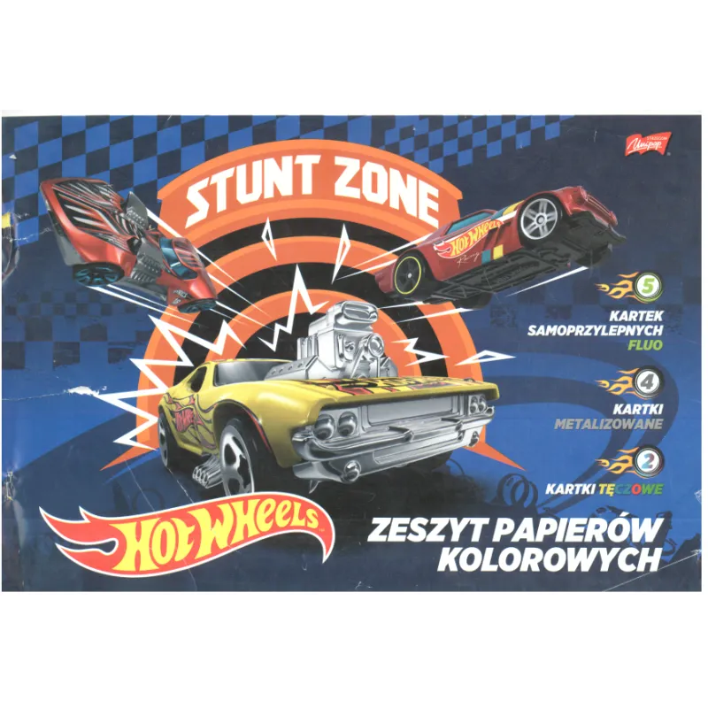 ZESZYT PAPIERÓW KOLOROWYCH A4 11 KARTEK HOT WHEELS - St. Majewski