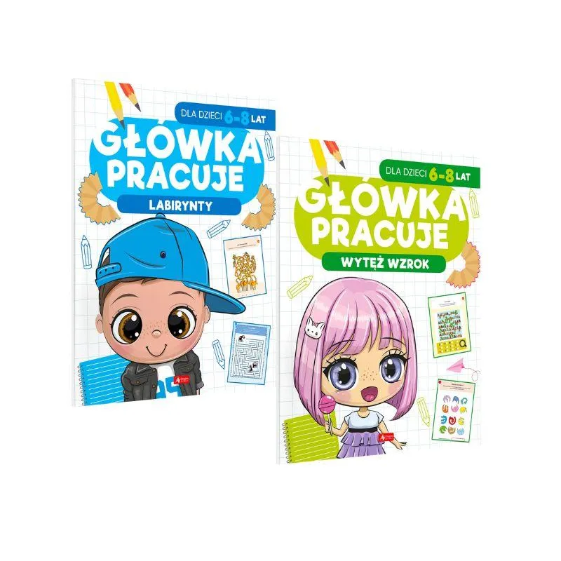 PAKIET GŁÓWKA PRACUJE. LABIRYNTY / WYTĘŻ WZROK 6-8 LAT