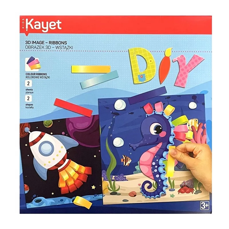 WYKLEJANKI DIY OBRAZEK 3D WSTĄŻKI ZESTAW KREATYWNY 3+