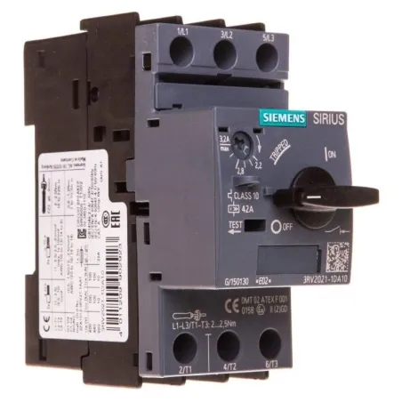 WYŁĄCZNIK SILNIKOWY SIEMENS 3RV2021-1DA10 3P 1,1KW 2,2-3,2A AC-3 400V