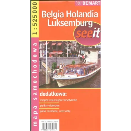 Belgia Holandia Luksemburg. Mapa samochodowa 1:535 000