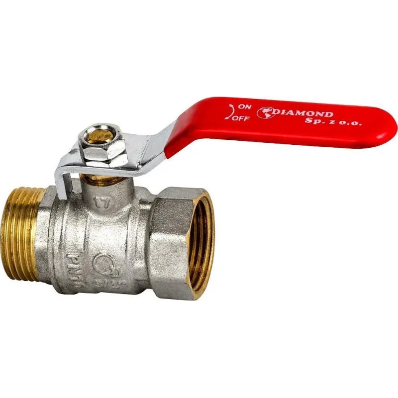 ZAWÓR KULOWY Z DŁAWIKIEM DIAMOND 3/4" PN16 DO WODY I CO MOSIĘŻNY NIKLOWANY