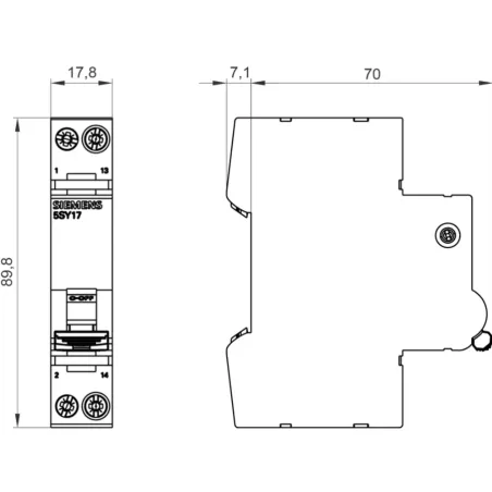 Wyłącznik Automatyczny Nadprądowy Siemens 5Sy1716-4 16A 72V/Dc 1-Biegunowy Na Szynę Din