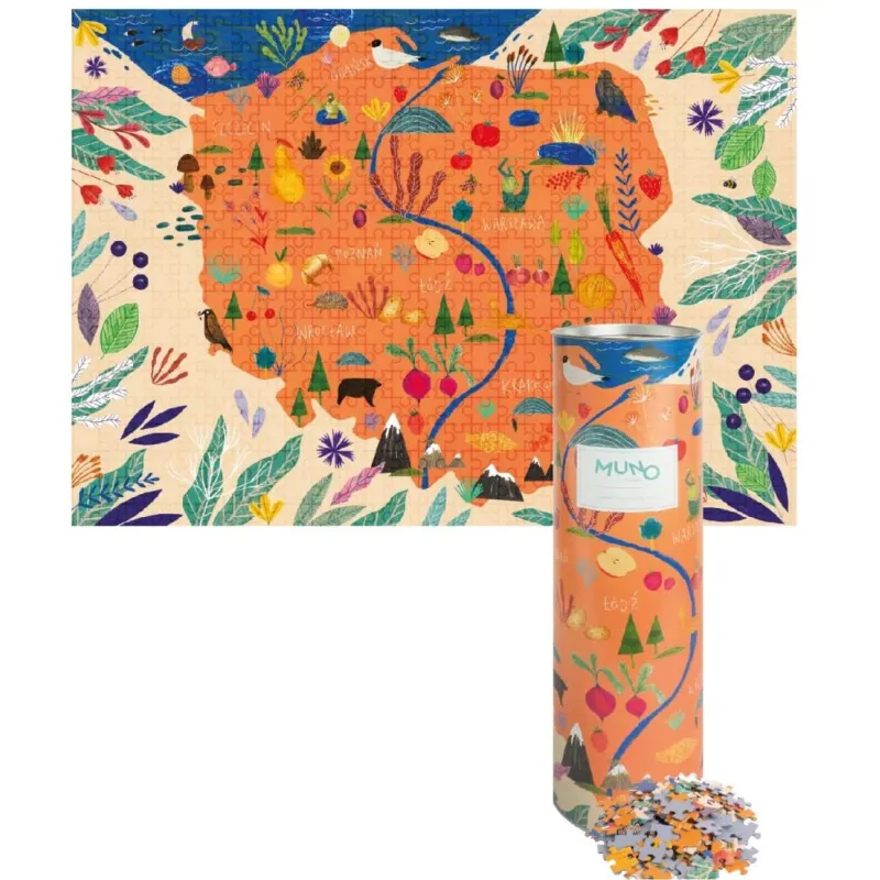 MAPA POLSKI PUZZLE 1000 ELEMENTÓW BY ANA RUDAK DLA DOROSŁYCH I MŁODZIEŻY