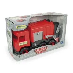 DUŻA ŚMIECIARKA Z PODNOŚNIKIEM I KONTENEREM 42 CM WADER MIDDLE TRUCK DLA DZIECI 12M+