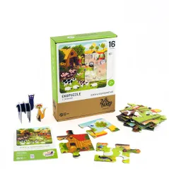 DZIEŃ NA WSI + FIGURKI EKO PUZZLE 16 ELEMENTÓW 2+
