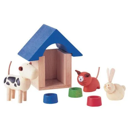 DREWNIANE ZWIERZĄTKA DOMOWE ZESTAW EDUKACYJNY PLAN TOYS 3+