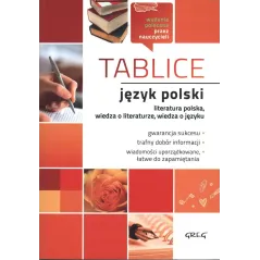 JĘZYK POLSKI. TABLICE: LITERATURA POLSKA, WIEDZA O LITERATURZE, WIEDZA O JĘZYKU - Greg