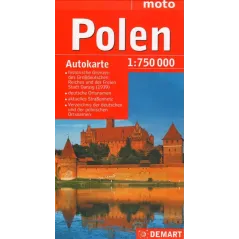 POLEN POLSKA MAPA SAMOCHODOWA 1:750 000 WERSJA NIEMIECKA MOTO - Demart