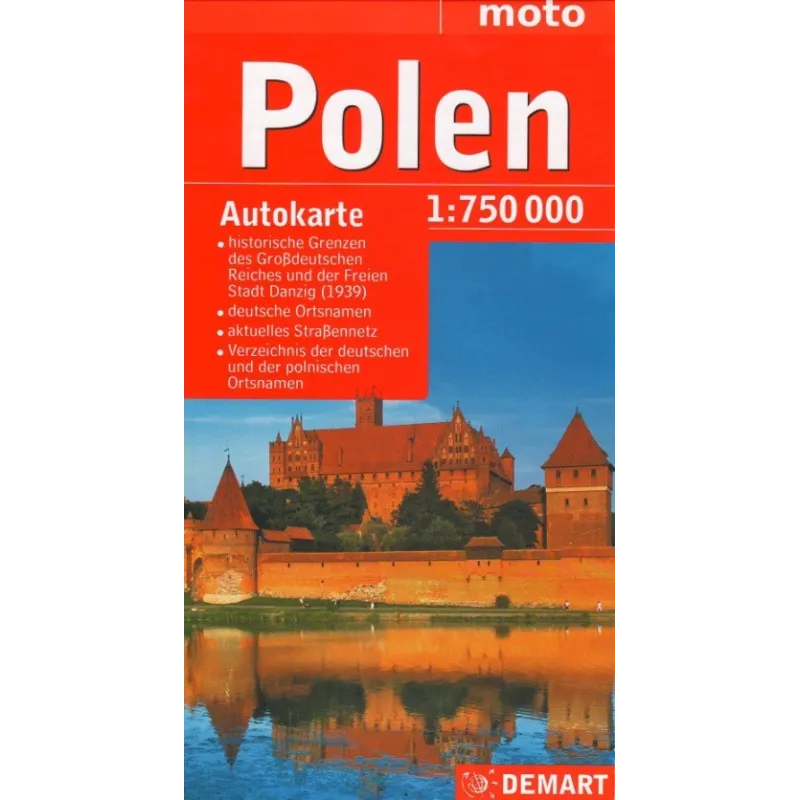 POLEN POLSKA MAPA SAMOCHODOWA 1:750 000 WERSJA NIEMIECKA MOTO - Demart