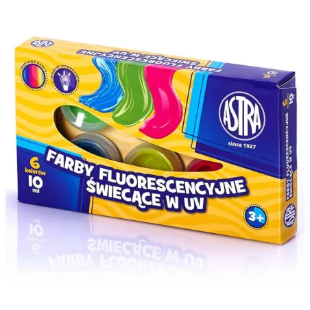 FARBY PLAKATOWE 6 KOLORÓW 10 ML FLUORESCENCYJNE 3+ - Astra