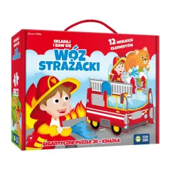 WÓZ STRAŻACKI SKŁADAJ I BAW SIĘ PUZZLE 3D + KSIĄŻKA 4+ - Zielona Sowa
