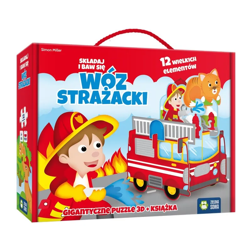 WÓZ STRAŻACKI SKŁADAJ I BAW SIĘ PUZZLE 3D + KSIĄŻKA 4+ - Zielona Sowa
