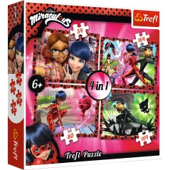MIRACULOUS BIEDRONKA PUZZLE 4W1 PRZYJAŹŃ I PRZYGODA 6+ - Trefl