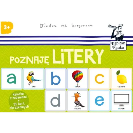 POZNAJĘ LITERY KSIĄŻKA Z ZADANIAMI + 35 KART OBRAZKOWYCH KAPITAN NAUKA 3+ - Edgard
