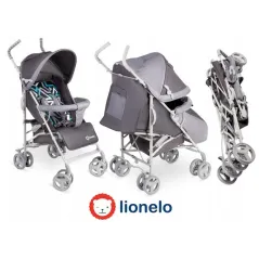 WÓZEK SPACEROWY SPACERÓWKA – LEKKI, SKŁADANY, Z AKCESORIAMI I AMORTYZACJĄ LIONELO ELIA SZARY