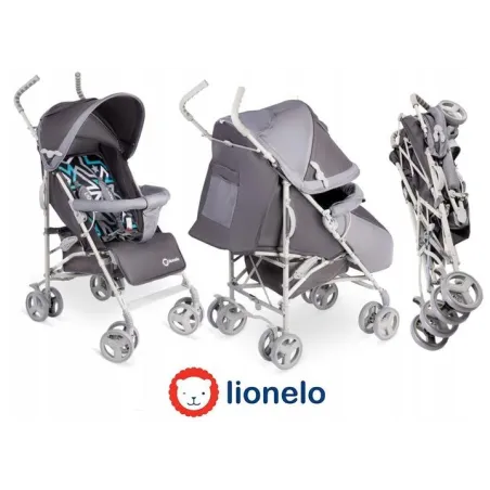 WÓZEK SPACEROWY SPACERÓWKA – LEKKI, SKŁADANY, Z AKCESORIAMI I AMORTYZACJĄ LIONELO ELIA SZARY