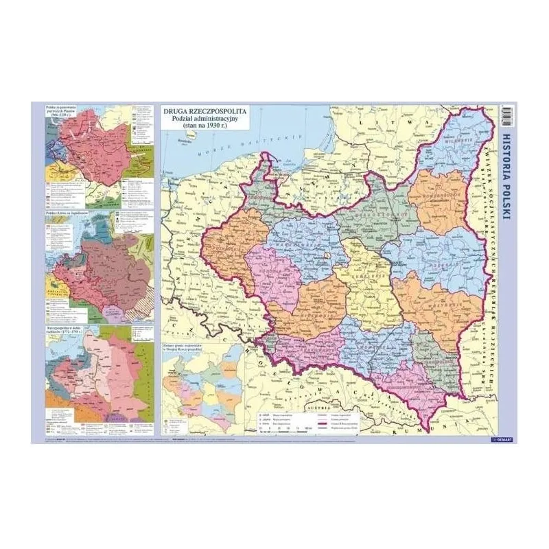 HISTORIA POLSKI DWUSTRONNA MAPA ŚCIENNA - Demart