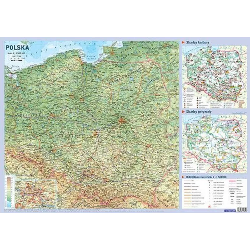 MAPA POLSKI PLANSZA EDUKACYJNA NA ŚCIANĘ I BIURKO - Demart