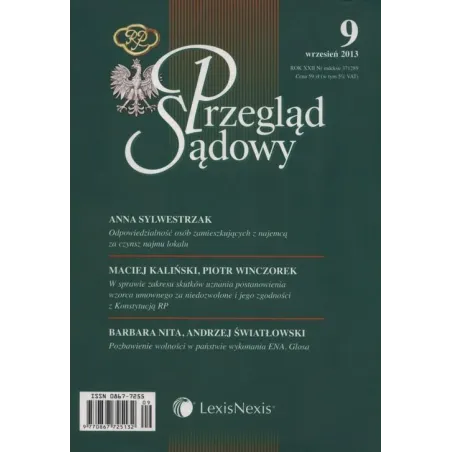 PRZEGLĄD SĄDOWY 9/2013 - LexisNexis