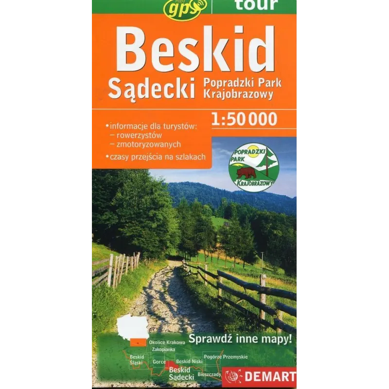 BESKID SĄDECKI, POPRADZKI PARK KRAJOBRAZOWY. MAPA TURYSTYCZNA 1 : 50 000 - Demart