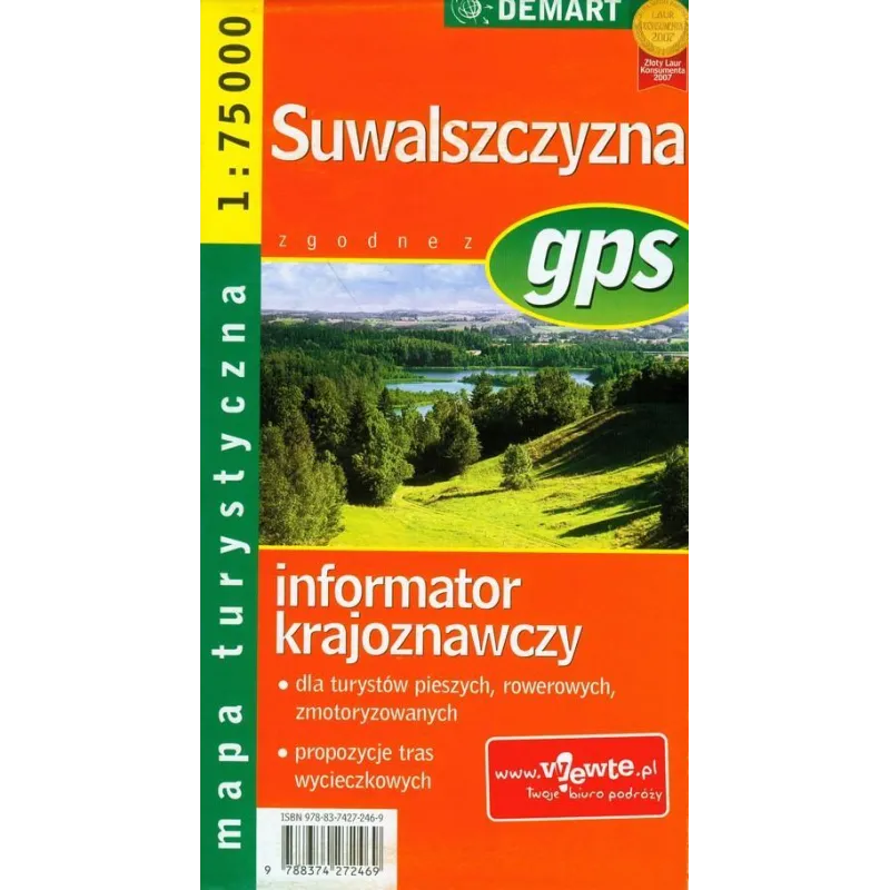 SUWALSZCZYZNA MAPA TURYSTYCZNA 1:75 000 - Demart
