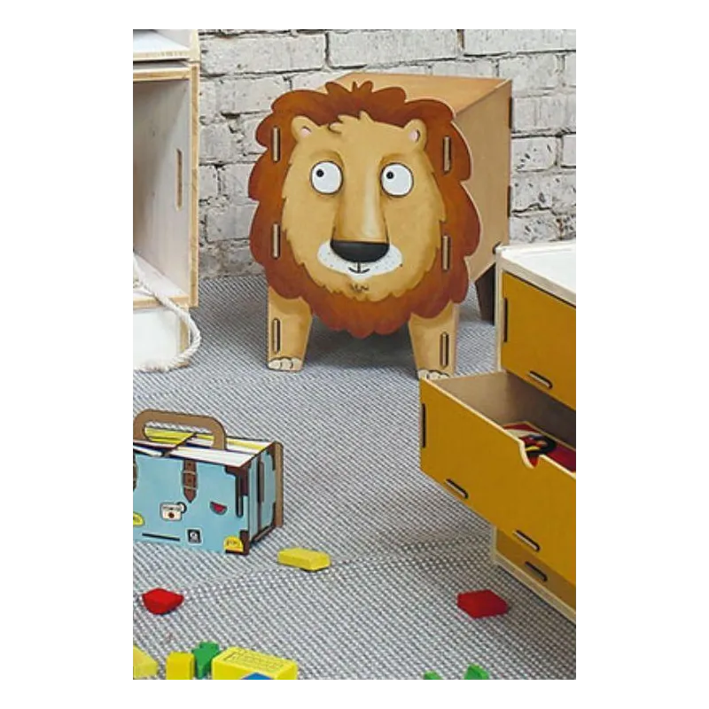 EKO TABORET STOLIK SCHOWEK NA ZABAWKI 3W1 LEW
