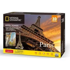 PARYŻ WIEŻA EIFFEL PUZZLE 3D 80 ELEMENTÓW NATONAL GEOGRAPHIC - CubicFun