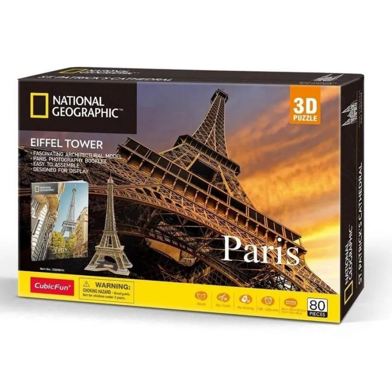PARYŻ WIEŻA EIFFEL PUZZLE 3D 80 ELEMENTÓW NATONAL GEOGRAPHIC - CubicFun