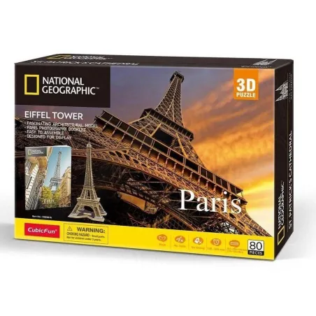 PARYŻ WIEŻA EIFFEL PUZZLE 3D 80 ELEMENTÓW NATONAL GEOGRAPHIC - CubicFun