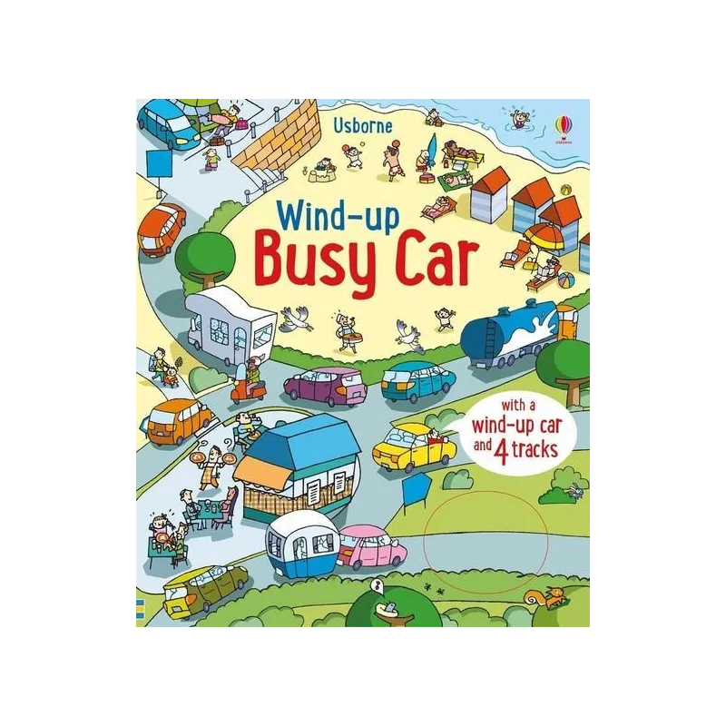 WIND-UP BUSY CAR WITH WIND-UP CAR AND 4 TRACKS Fiona Watt - Usborne