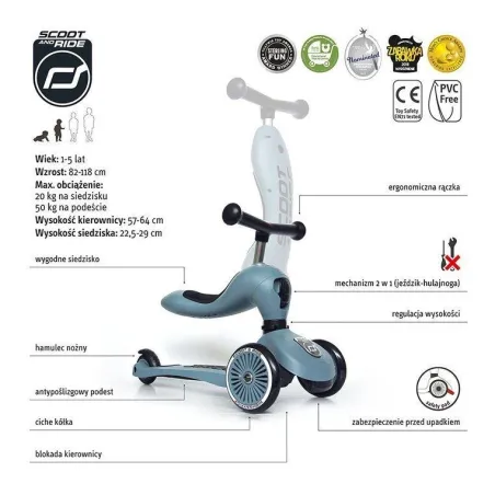 Jeździk I Hulajnoga Highwaykick 1 2W1 Scootandride Steel 1-5 Lat